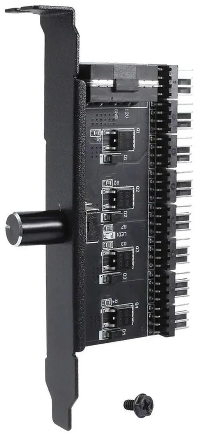 Alt view image 2 of 4 - Ageryu Pc 8 Channels Fan Hub Cooling Fan Speed Controller For CPU Case HDD VGA PWM Fan PCI Bracket Power By 12V Fan-N33R