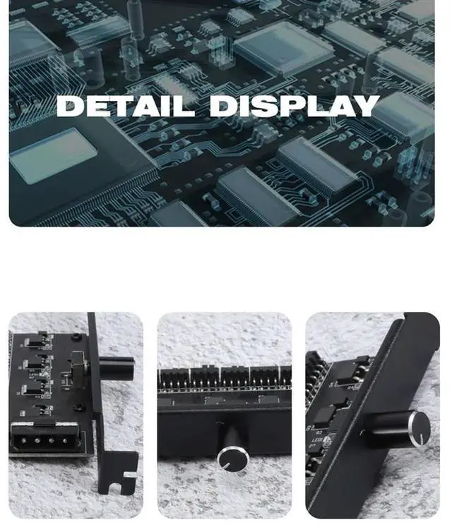 Alt view image 3 of 4 - Ageryu Pc 8 Channels Fan Hub Cooling Fan Speed Controller For CPU Case HDD VGA PWM Fan PCI Bracket Power By 12V Fan-N33R