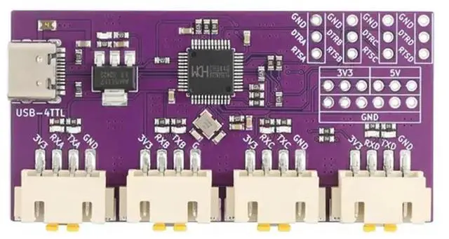 Main image of Ageryu Quad Channel TTL Serial Conversion Module With CH344 Chip  USB To TTL Serial Port, Type-C Interface, 6Mbps High-Speed