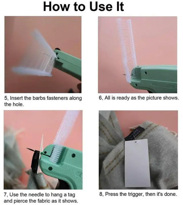 Alt view image 4 of 7 - Ageryu Workmanshipp-Garment Taggun, Price Taggun With 5 Pins And 1000 Barb Fasteners, Clothing Taggun (Light Green)