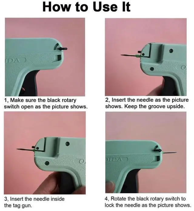 Alt view image 2 of 7 - Ageryu Workmanshipp-Garment Taggun, Price Taggun With 5 Pins And 1000 Barb Fasteners, Clothing Taggun (Light Green)