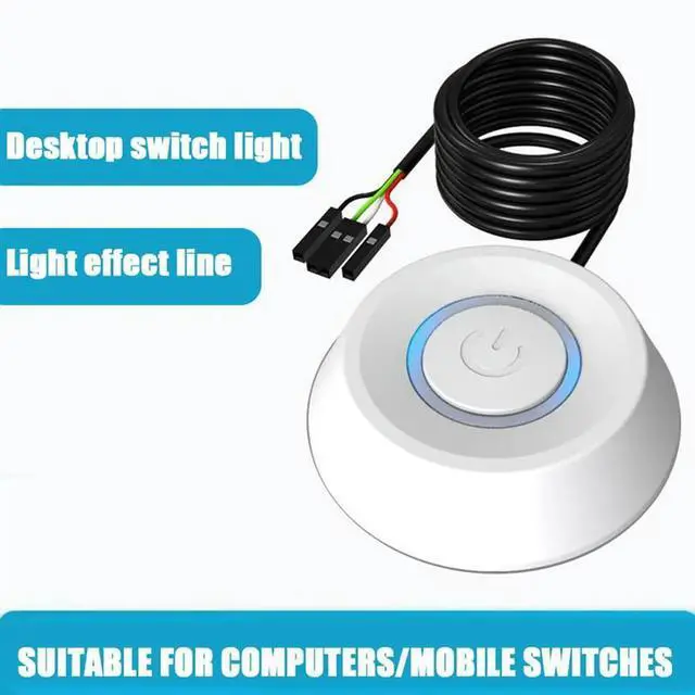 Alt view image 4 of 4 - Ageryu 1.8M Computer Desktop Switch PC Motherboard External Start Power On/Off Button Extension Cable Round Startup Switch-N33R