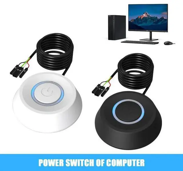 Alt view image 2 of 4 - Ageryu 1.8M Computer Desktop Switch PC Motherboard External Start Power On/Off Button Extension Cable Round Startup Switch-N33R