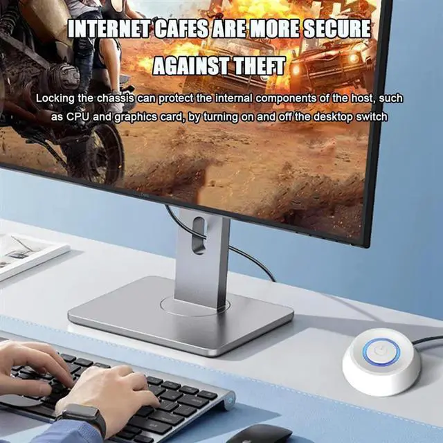 Alt view image 3 of 4 - Ageryu 1.8M Computer Desktop Switch PC Motherboard External Start Power On/Off Button Extension Cable Round Startup Switch-N33R