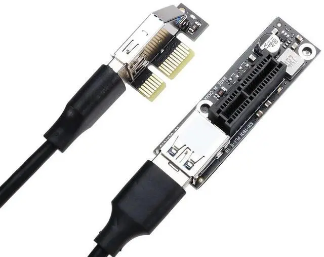 Alt view image 2 of 7 - Ageryu PCI-E 1X To 1X Riser Extender USB 3.0 Cable Working For Motherboard PCI-E 3.0 X1 Slot For BTC Miner Antminer Minin