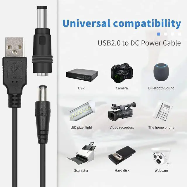 Alt view image 2 of 4 - Ageryu 5V DC 5.5 2.1Mm Jack Charging Cable Power Cord, USB To DC Power Cable With 13 Interchangeable Plugs Connectors Adapter