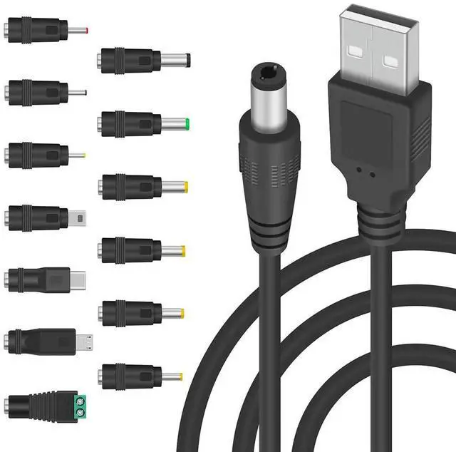 Alt view image 3 of 4 - Ageryu 5V DC 5.5 2.1Mm Jack Charging Cable Power Cord, USB To DC Power Cable With 13 Interchangeable Plugs Connectors Adapter