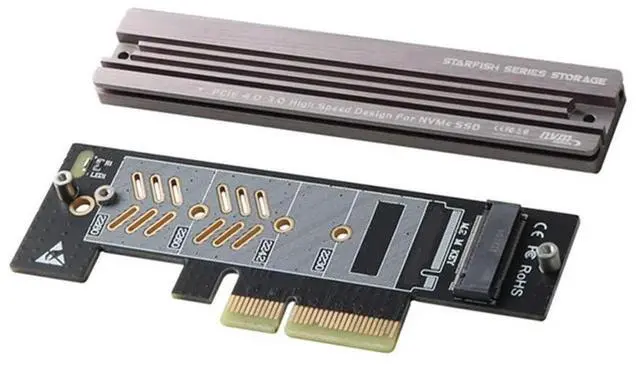 Alt view image 3 of 4 - Ageryu 64Gbps M.2 SSD NVME To PCIE 4.0 X1/X4/X8/X16 Converter Adapter With Heatsink PCI Express Expansion Card For Desktop PC