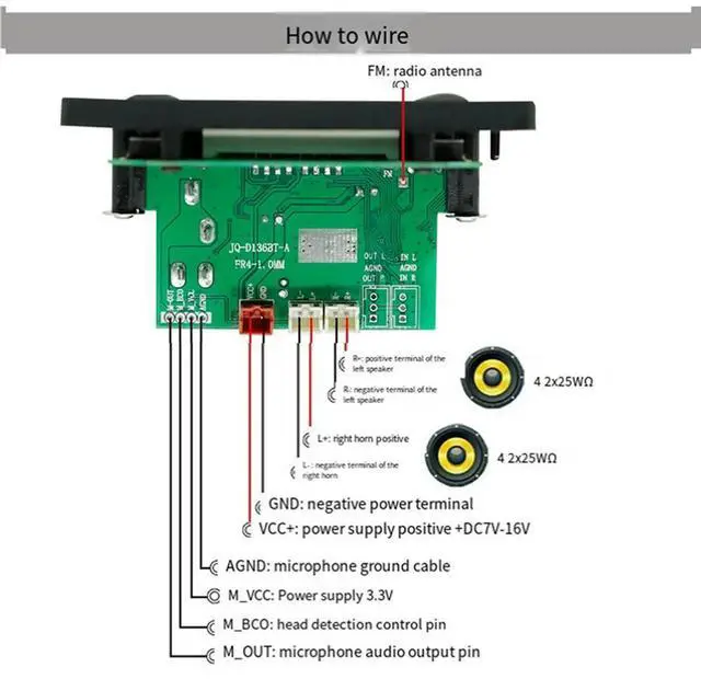 Alt view image 2 of 4 - Ageryu Microphone Interface Bluetooth Mp3 Decoding Board Amplifier Board 2X25W Bluetooth Module Car Audio Replacement Accessories-N33R