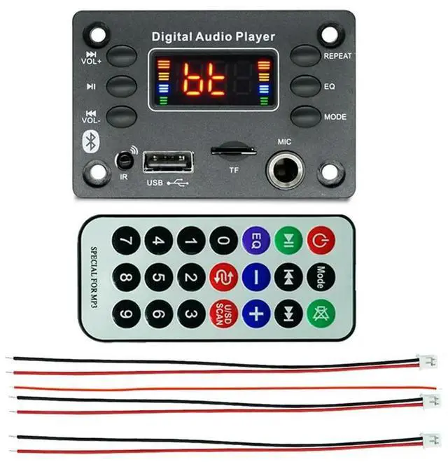 Alt view image 4 of 4 - Ageryu Microphone Interface Bluetooth Mp3 Decoding Board Amplifier Board 2X25W Bluetooth Module Car Audio Replacement Accessories-N33R