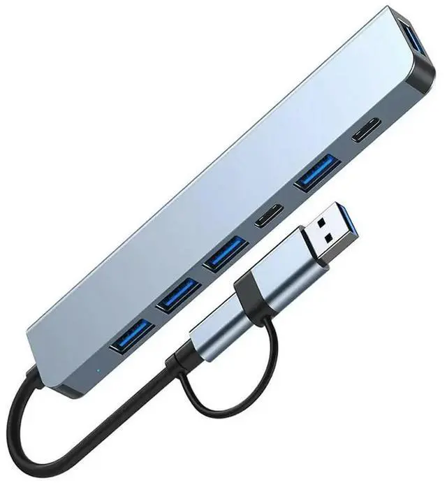 Alt view image 2 of 4 - USB C Hub Splitter 7 In 1 USB Extender USB Dock Station With 4 USB Port 2 USB C Port For PC Laptop/Phones And More Dev