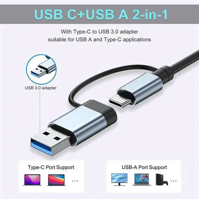 Alt view image 3 of 4 - USB C Hub Splitter 7 In 1 USB Extender USB Dock Station With 4 USB Port 2 USB C Port For PC Laptop/Phones And More Dev