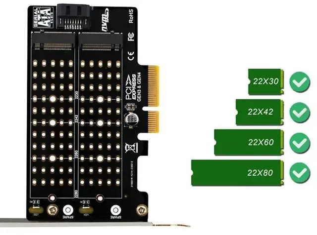 Alt view image 2 of 4 - Ageryu M.2 Nvme NGFF SSD To PCIE SATA Adapter PCIE To M2/M.2 Adapter M Key B Key B+M Key-N33R