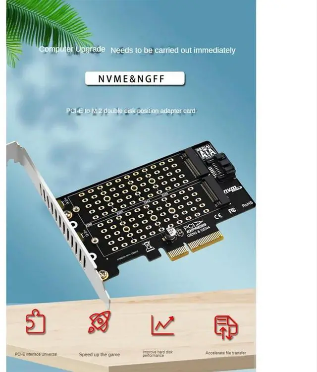Alt view image 3 of 4 - Ageryu M.2 Nvme NGFF SSD To PCIE SATA Adapter PCIE To M2/M.2 Adapter M Key B Key B+M Key-N33R
