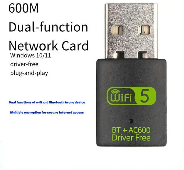 Alt view image 2 of 4 - 2 In 1 USB Wifi Bluetooth Adapter 600Mbps Dual Band 2.4G/5Ghz Wi-Fi 5 Dongle High-Speed Wireless Network Card For Lapt