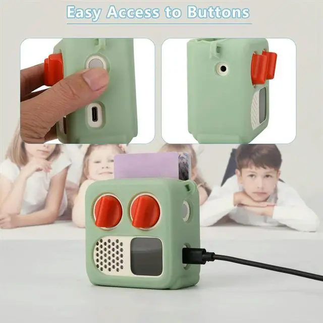 Alt view image 4 of 7 - Ageryu TXESIGN Silicone Case For Yoto Mini (2024 Edition) With Adjustable Shoulder Strap Green-N33R