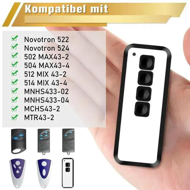 Alt view image 4 of 4 - Ageryu Garage Door Remote Control For Novoferm Novotron 524,522,504 MAX43-4,514 MIX43-4,433.92Mhz Tor Handheld Transmitter-N33R