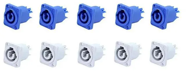 Alt view image 3 of 4 - Ageryu 10Pcs 3 PIN 20A 250V AC Power Plug Adapter NAC3MPA-1 NAC3MPB-1 Output Connector Blue And Grey White-N33R