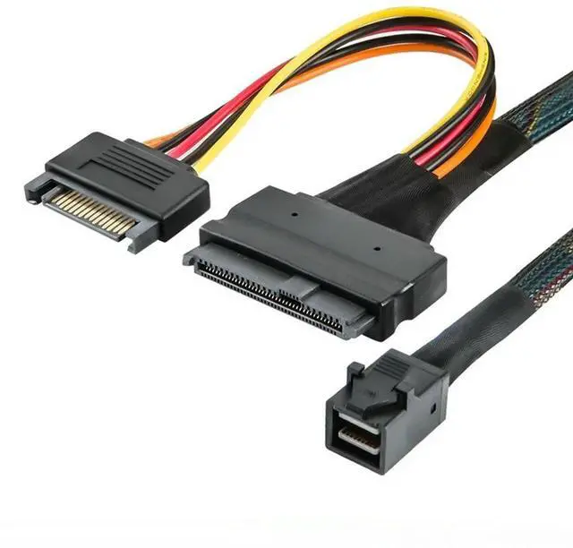 Alt view image 6 of 7 - Ageryu Built-In 12G Mini SAS HD To U.2 36P SFF-8643 To SAS U.2 SFF-8639 Cable With 15Pin SATA Power Supply,Suitable For U.2 S