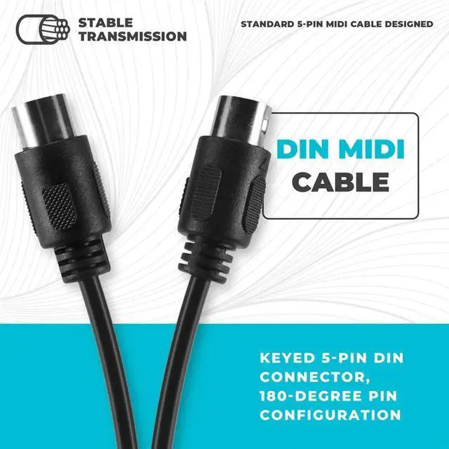Alt view image 3 of 4 - Workmanshipp-2-Pack 5-Pin DIN MIDI Cable, 3-Feet Male To Male 5-Pin MIDI Cable For MIDI Keyboard,Keyboard Synth,Rack S