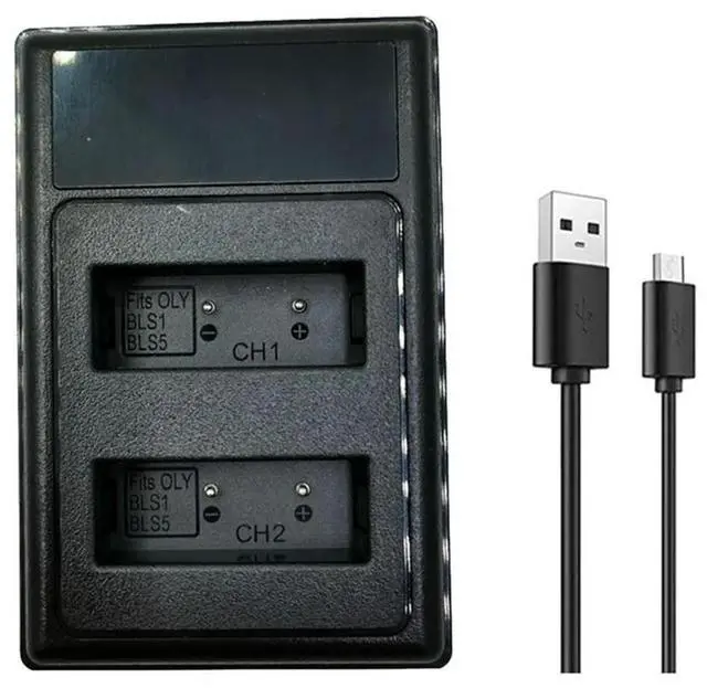 Alt view image 4 of 4 - Ageryu BLS-1 BLS-5 USB Dual Charger For Camera PS-BLS1 BLS-50 PS-BLS5 OM-D E-M10 Pen E-PL2 E-PL5 E-PL6 E-PL7-N33R