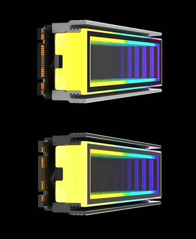 Alt view image 3 of 7 - Ageryu M.2 ARGB Computer Radiator 2280 SSD M2 Radiator PC RGB M.2 Nvme Cooler Heatsink M2 ARGB Radiator Endless Abyss Effect Black-N33R