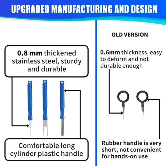 Alt view image 3 of 4 - Ageryu 21Pcs Car Terminal Removal Tool Kit Cable Plug Remove Puller Electrical Wire Crimp Connector Pin Extractor Durable Blue-N33R