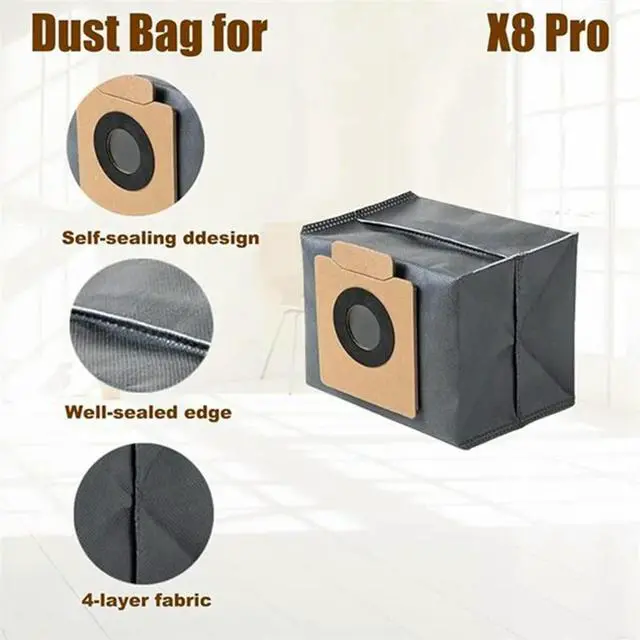 Alt view image 4 of 4 - Ageryu 4PCS Dust Bags For Eufy Clean X8 Pro Self-Empty Station Robot Vacuum Cleaning Replacement Spare Parts Trash Bag-N33R