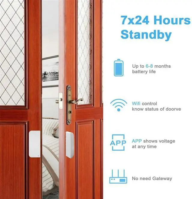 Alt view image 3 of 4 - Ageryu Tuya Smart Door Sensor Switch Handle Window Alarm Support Voice Control By Google Home And Alexa-N33R