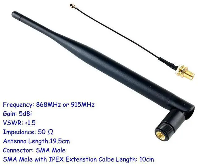 Alt view image 2 of 7 - Ageryu 4Pcs Antenna 5Dbi SMA Male With Extenstion Cable Omni-Directional Lora Antenna-N33R
