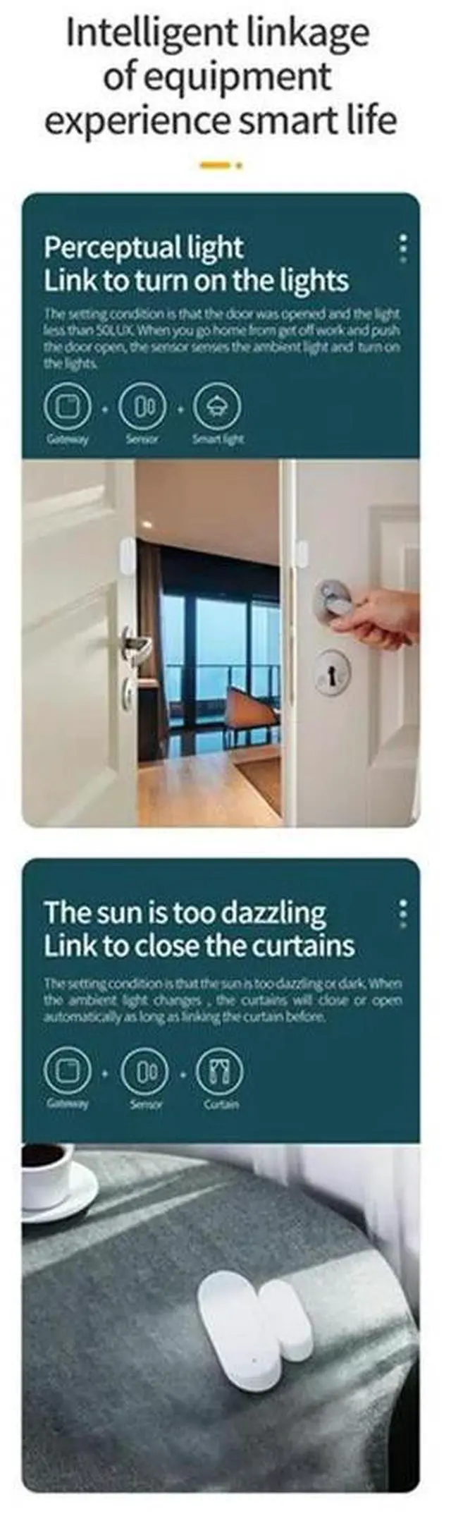 Alt view image 4 of 7 - Ageryu 1Set Tuya Smart Zigbee Door Magnet + Light Sensor Window Open Door Light ABS Reminder Lighting Sensor Alarm White-N33R