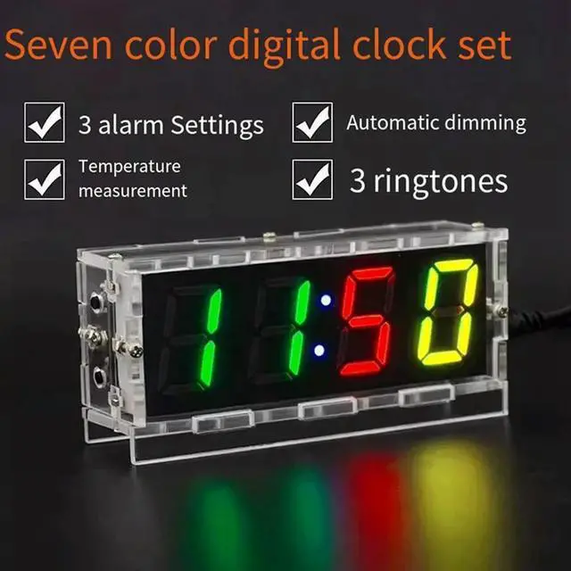 Alt view image 2 of 7 - Ageryu Colorful Digital Clock Parts Colorful RGB Digital Alarm Clock Microcontroller Circuit Board Welding DIY Production-N33R