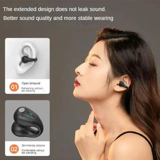 Main image of Wireless Bluetooth Headset Does Not Enter The Ear Bone Conduction Clip-Ear Motion TWS Noise Reduction Running Waterproof-N33R