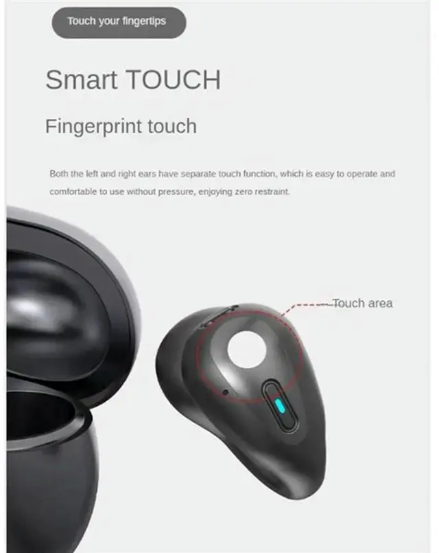 Alt view image 4 of 4 - Wireless Bluetooth Headset Does Not Enter The Ear Bone Conduction Clip-Ear Motion TWS Noise Reduction Running Waterproof-N33R