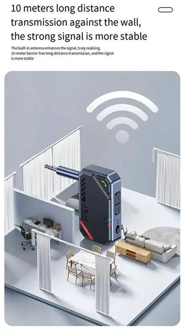 Alt view image 3 of 4 - Airplane Bluetooth 5.4 Receiver Transmitter Adapter 3.5MM AUX MP3 Player HIFI Audio Adapter For PC TV Car Home Speaker-N33R