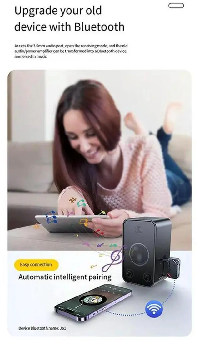 Alt view image 4 of 4 - Airplane Bluetooth 5.4 Receiver Transmitter Adapter 3.5MM AUX MP3 Player HIFI Audio Adapter For PC TV Car Home Speaker-N33R