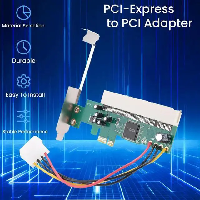 Alt view image 6 of 7 - Ageryu PCI-Express To PCI Adapter Card PCI-E X1/X4/X8/X16 Slot With 4 Pin Power Cable Card-N33R