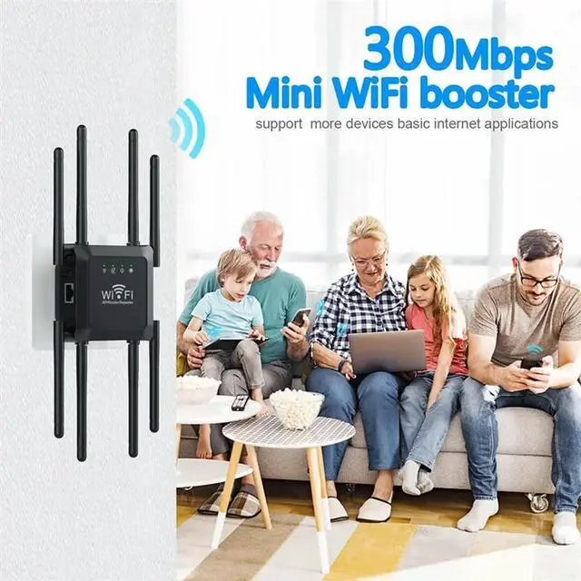 Alt view image 4 of 4 - 8-Antenna Wifi Wireless Repeater 300Mbps Signal Amplifier Booster Extender Extender Wireless Router Easy Install EU-Plug-N33