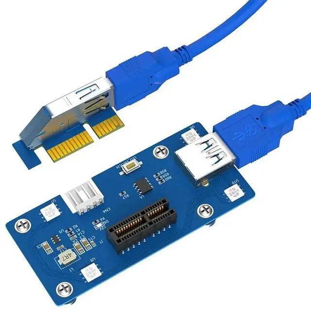 Alt view image 2 of 4 - 5Th Generation Upgrade PCI Express PCI-E 1X To 1X/4X/8X/16X Riser Card Side Extension Plug Cable (With LED Light)-N33R