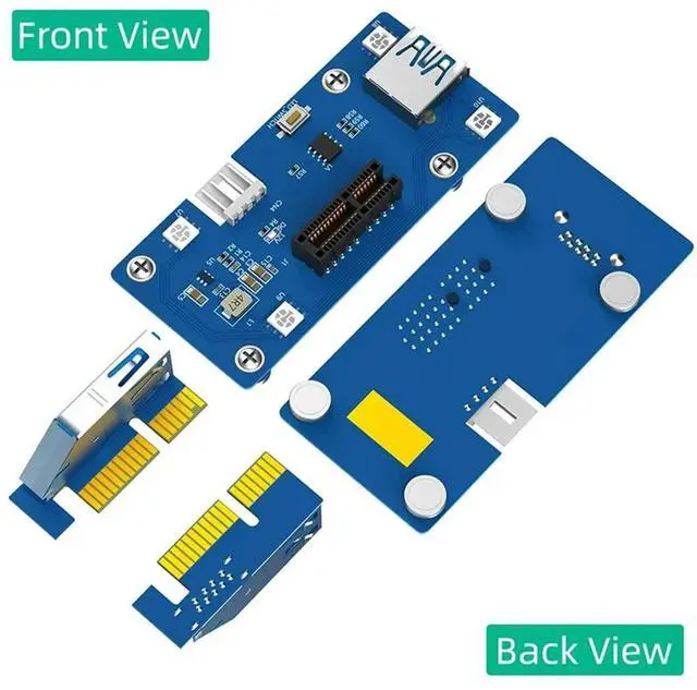 Alt view image 4 of 4 - 5Th Generation Upgrade PCI Express PCI-E 1X To 1X/4X/8X/16X Riser Card Side Extension Plug Cable (With LED Light)-N33R