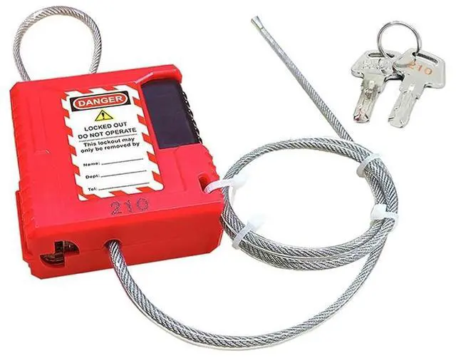 Alt view image 3 of 4 - Lockout Tagout Cable Lock - 3.3Ft Adjustable Cable Lock, Steel Cable Lock With Vinyl Coating, Loto-Cable-N33R