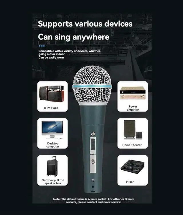 Alt view image 3 of 4 - Metal Dynamic Microphone Wired Microphone For Karaoke Singing Wedding DJ Speech-N33R