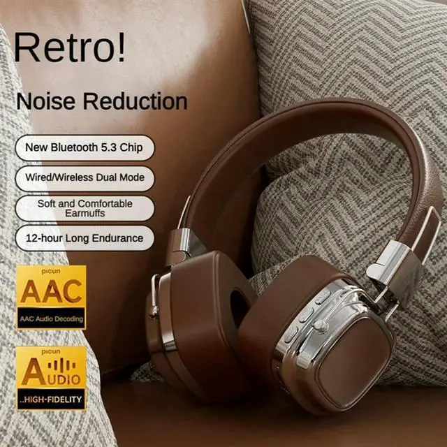 Alt view image 7 of 7 - Ageryu Retro Classic Over Ear Headsets Studio Stereo Bluetooth5.3 Wireless Headphones Touch Control Type C Earphones, Durable B-N33R