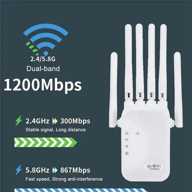 Alt view image 4 of 4 - Wireless Wifi Router Repeater Wifi Signal Booster 300M Dual-Band 2.4G 5G Wifi Extender Gigabit Wifi Amplifier EU Plug-N33R