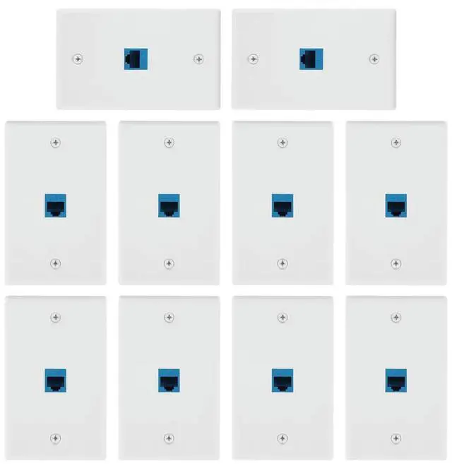 Main image of Ageryu 10 Pieces Ethernet Wall Outlet Plate Cat6 RJ45 Wall Plate Jack Female To Female Ethernet Inline Coupler Plates Ethernet-N33R
