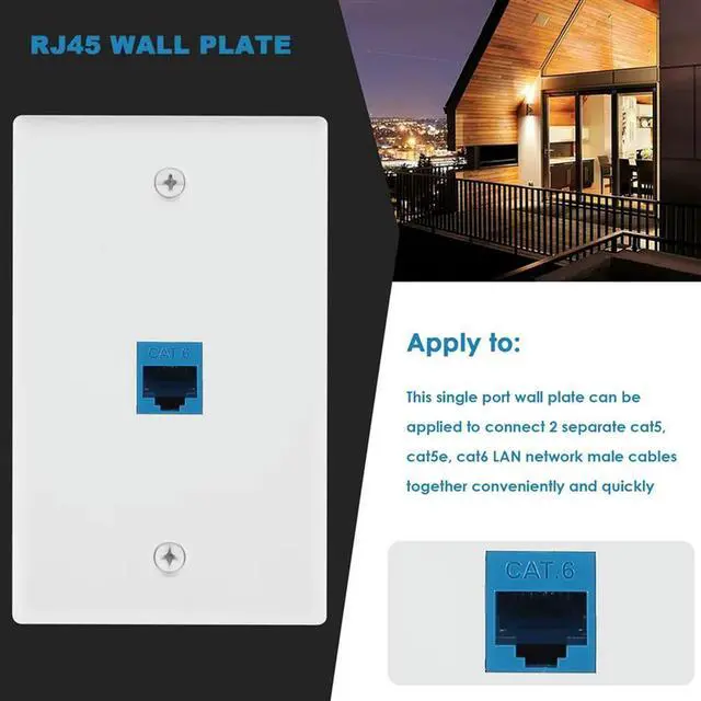 Alt view image 4 of 4 - Ageryu 10 Pieces Ethernet Wall Outlet Plate Cat6 RJ45 Wall Plate Jack Female To Female Ethernet Inline Coupler Plates Ethernet-N33R