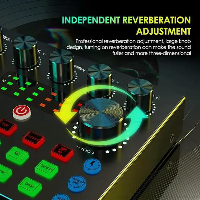 Alt view image 4 of 4 - V8S Audio Mixer With Voice Changer,Podcast Mixer,Sound Card For Phone Gaming Karaoke Studio Live Streaming Podcast-N33R