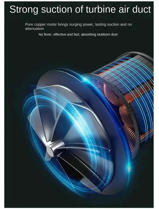 Alt view image 2 of 4 - 1Set 95000PA Car Vacuum Cleaner 3 In 1 Wireless Vacuum Cleaner Cordless Vacuum Cleaner Green-N33R