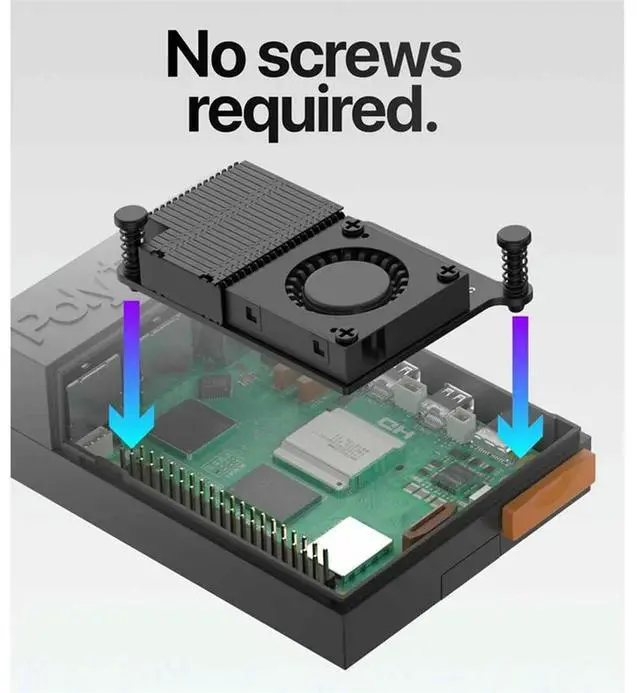 Alt view image 4 of 4 - For Raspberry Pi 5 Case With Active Cooler Enhanced Protection Durable Design Easy Assembly Fit Black-N33R