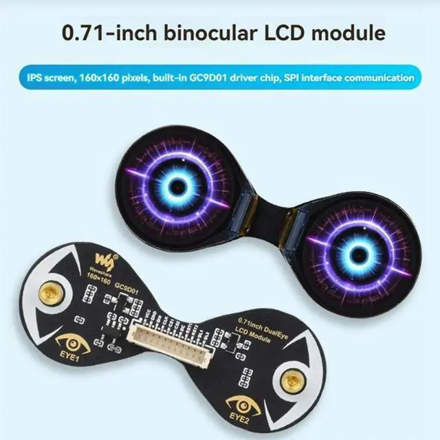 Alt view image 4 of 4 - Ageryu Waveshare 0.71" Round IPS LCD Display Module 160X160 SPI Dual Electronic Eyes LCD Module For /Raspberry Pi/PICO/STM32-N33